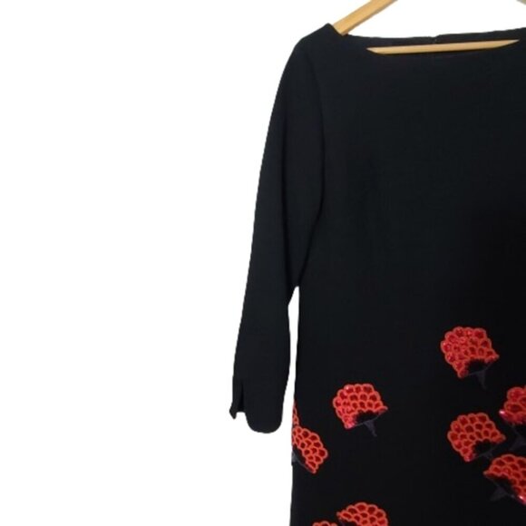 TORY BURCH Etta Black Virgin Wool Blend Embellished Mini Dress Women's Size 6 - Picture 8 of 15